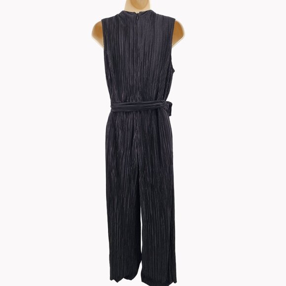 Anne Klein Size 2 Womens Black Pleated Sleeveless Wide Leg Jumpsuit - Picture 5 of 12